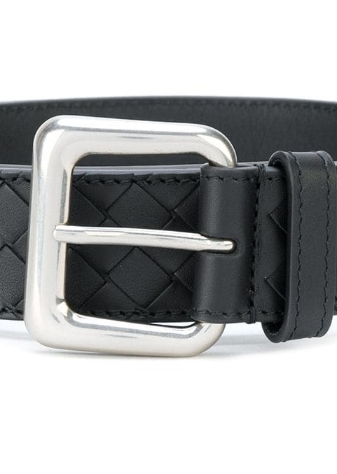 Bottega Veneta Intecciato Belt In Black