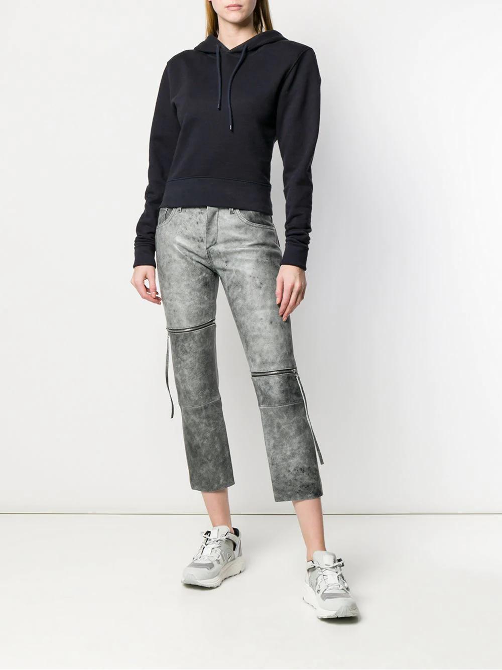 Mm6 Maison Margiela Cropped Slim-fit Trousers In Gray