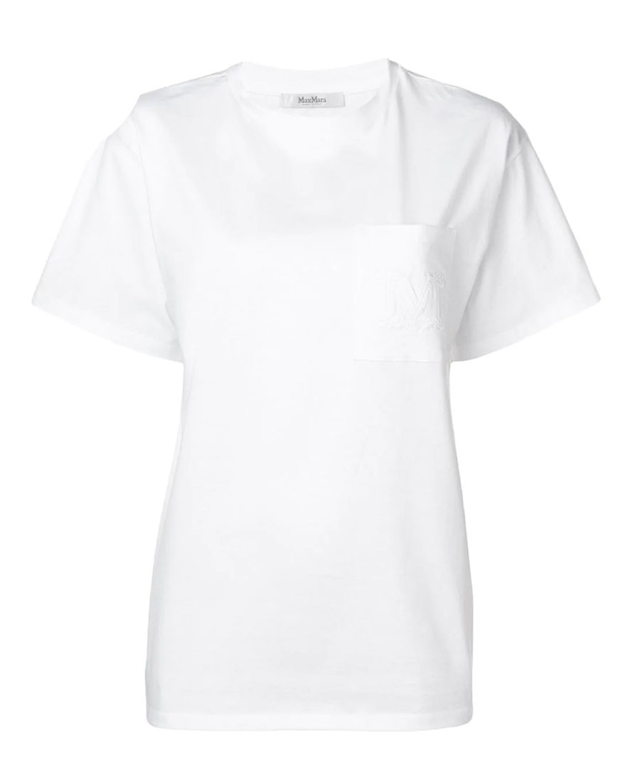 Max Mara White Cotton T-shirt With Round Neck In White