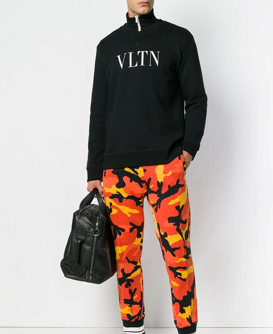Valentino Vltn Print Sweatshirt In Black