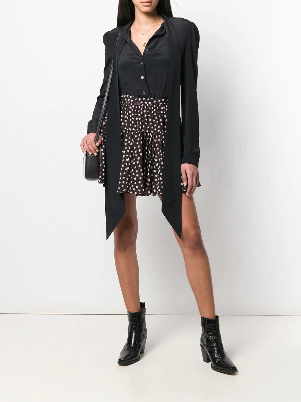 Saint Laurent Star Printed Miniskirt In Black