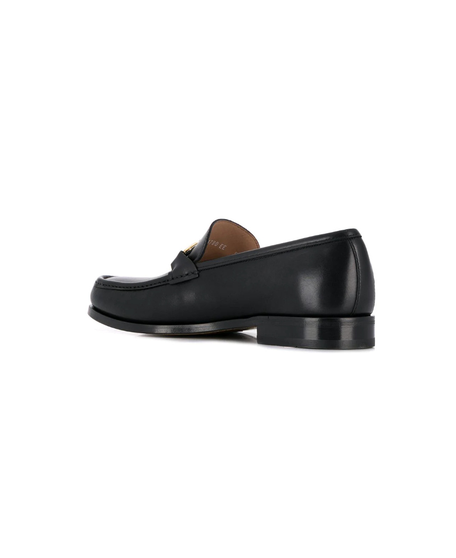 Ferragamo Black Gancini Reversible Ornament Moccasins In Black