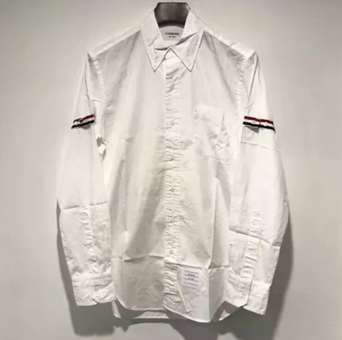 Thom Browne Oxford Button-down Shirt With Rwb Armbands In White