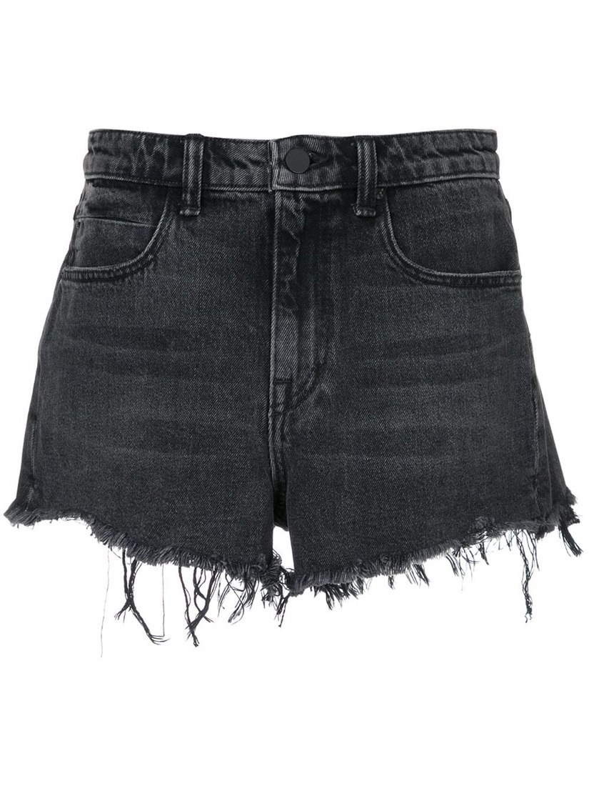 Alexander Wang 'bite' Frayed Cuff Denim Shorts In Black