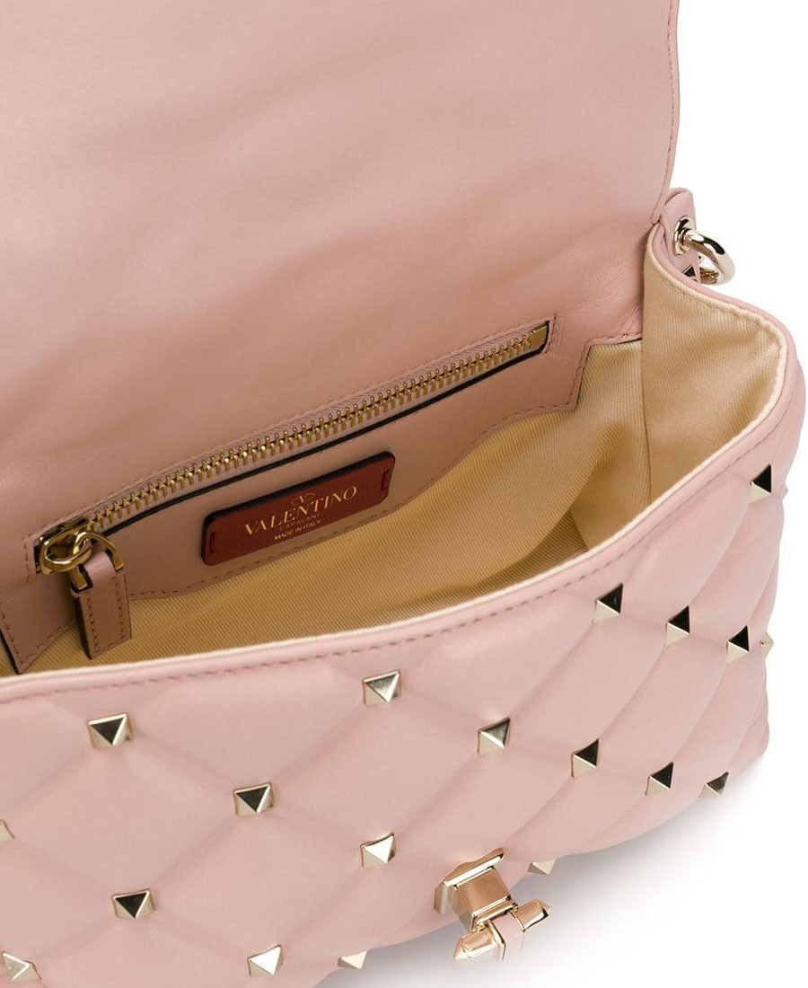 Valentino Rose Candystud Small Shoulder Bag In Nude