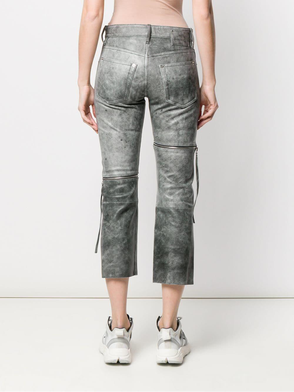 Mm6 Maison Margiela Cropped Slim-fit Trousers In Gray