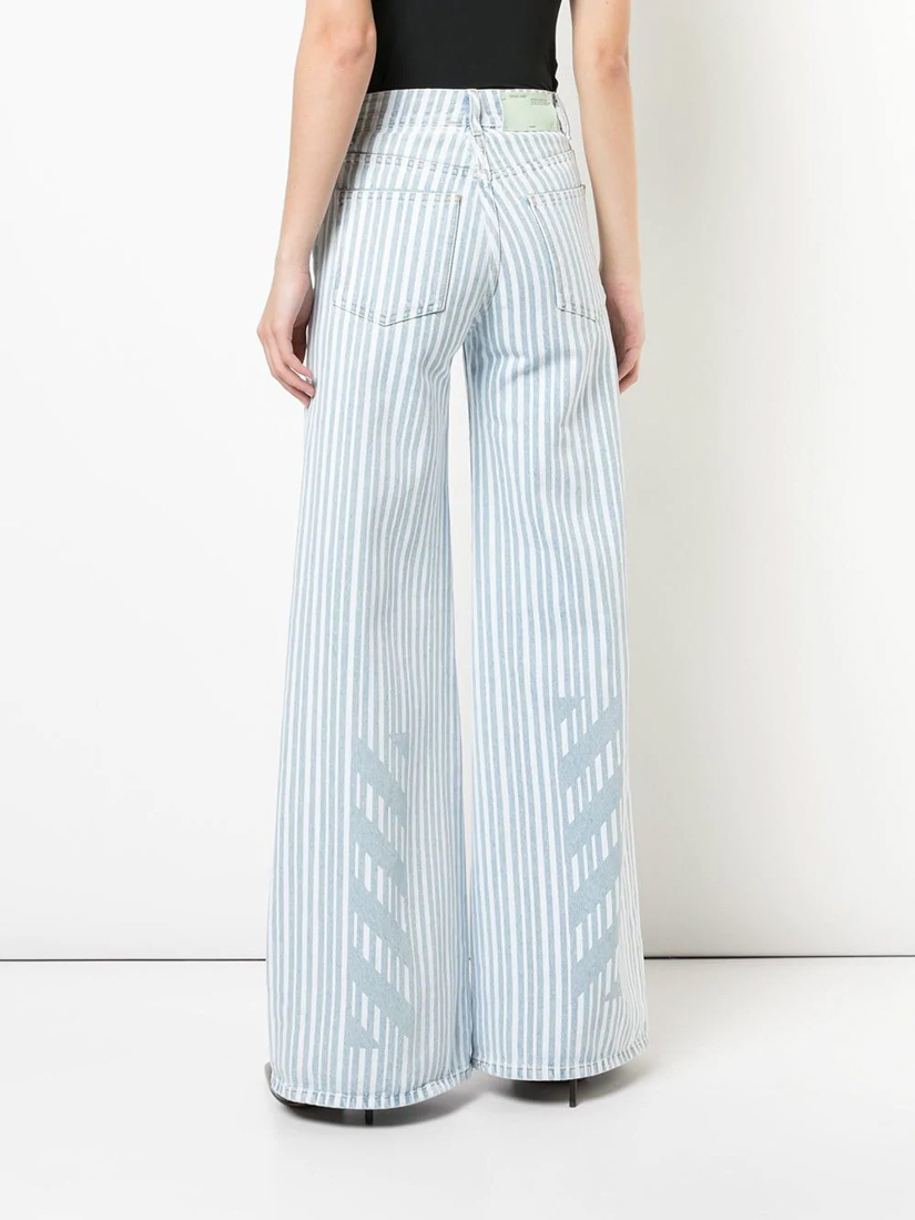 Off-white Off White Striped Palazzo Pants In White