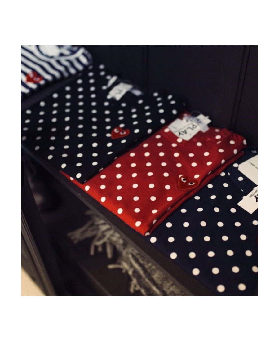 Shop Comme Des Garçons Play Embroidered Logo Patch Wave Spot T-shirt In Red