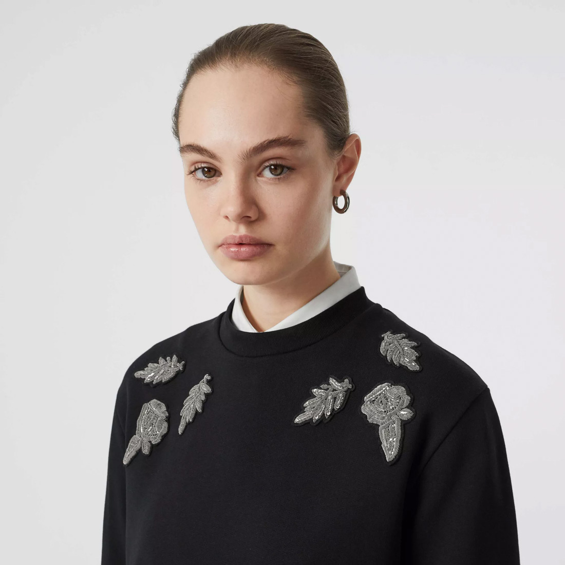 Burberry Gold And Silver Silk Pattern Sweater In Black