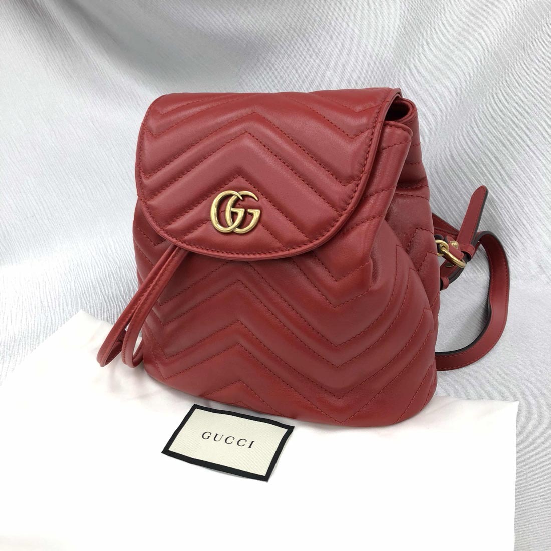 Gucci Red Marmont Quilted Leather Backpack In Red