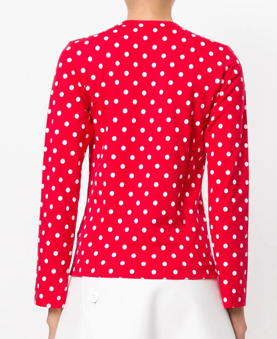 Shop Comme Des Garçons Play Embroidered Logo Patch Wave Spot T-shirt In Red