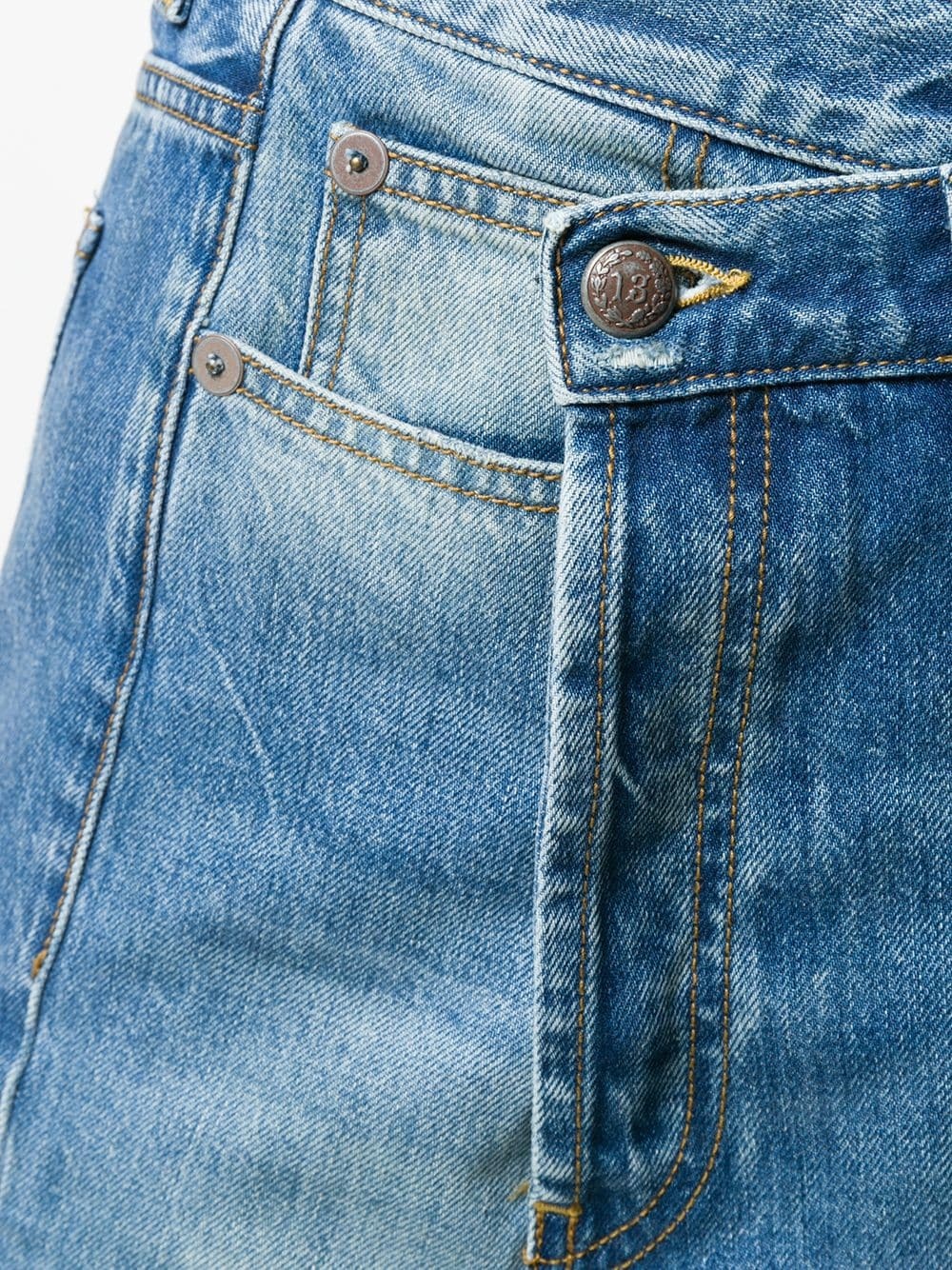 Shop R13 Norbury Denim Midi Skirt In Blue
