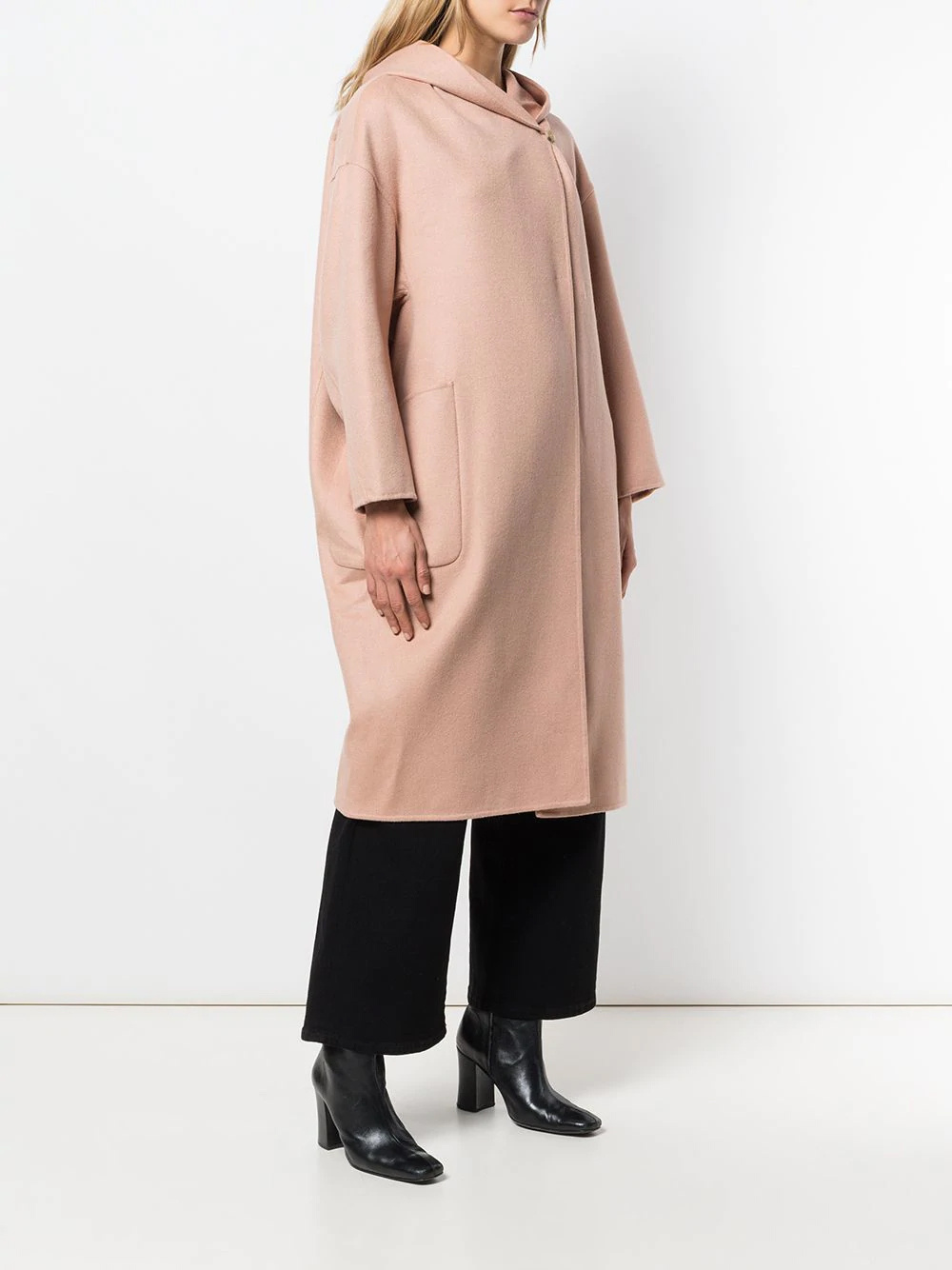 Max Mara Pink Hooded Coat With A Shawl Collar In Pink