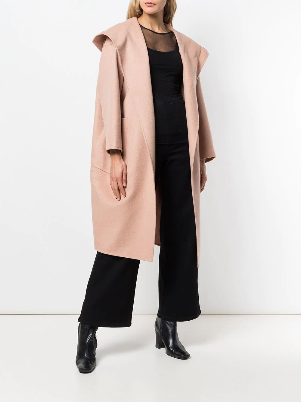 Max Mara Pink Hooded Coat With A Shawl Collar In Pink