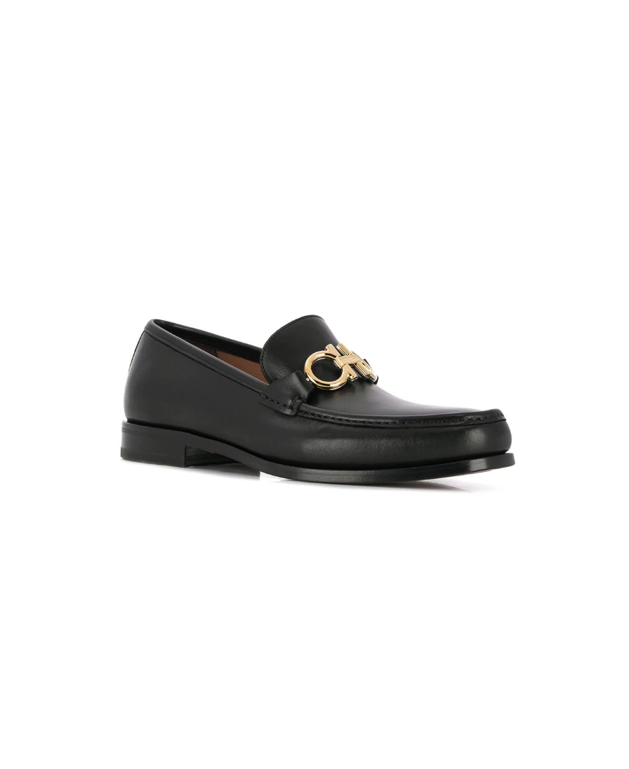 Ferragamo Black Gancini Reversible Ornament Moccasins In Black
