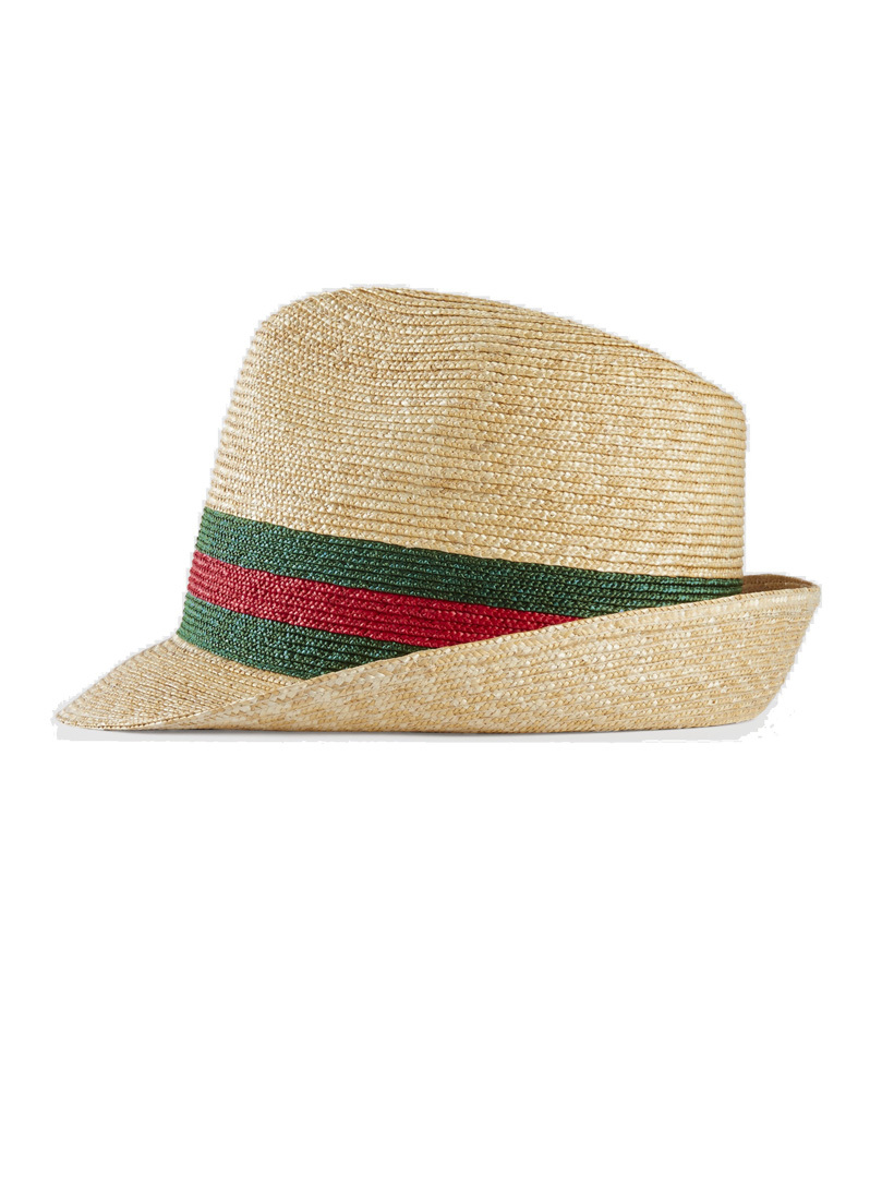 GUCCI WOVEN STRAW FEDORA HAT 