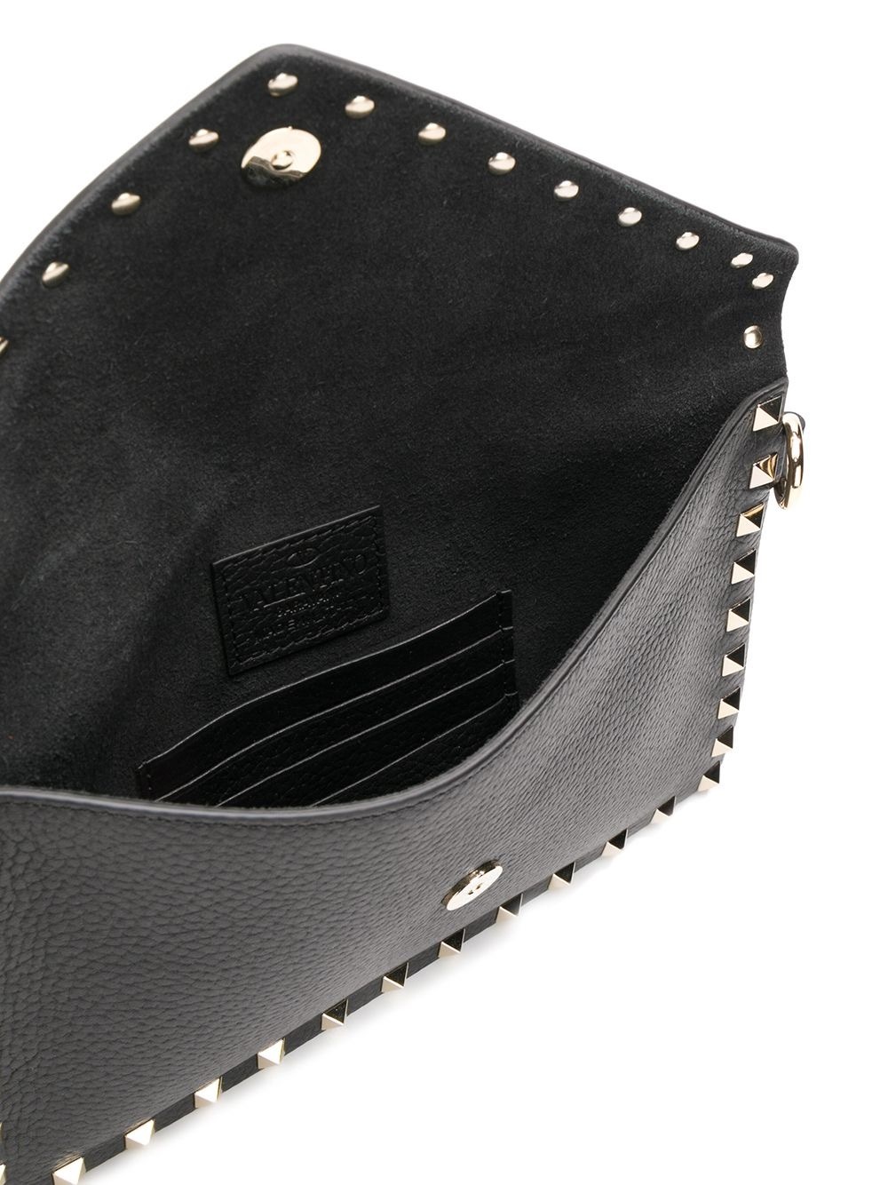 Valentino Garavani Rockstud Foldover Top Mini Clutch Bag In Black