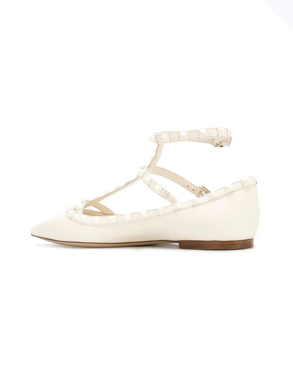 Valentino Rockstud Flats In White