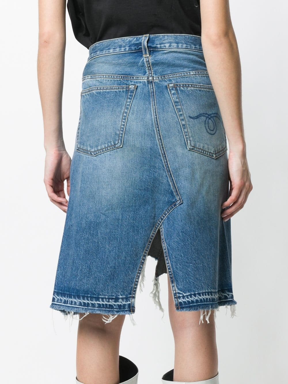 Shop R13 Norbury Denim Midi Skirt In Blue