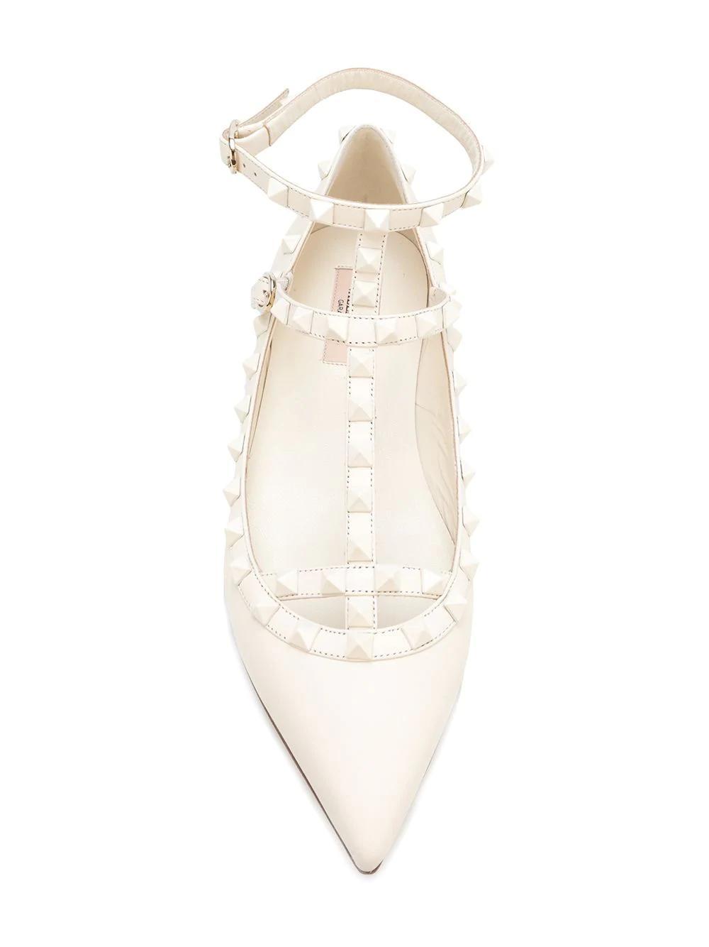 Valentino Rockstud Flats In White