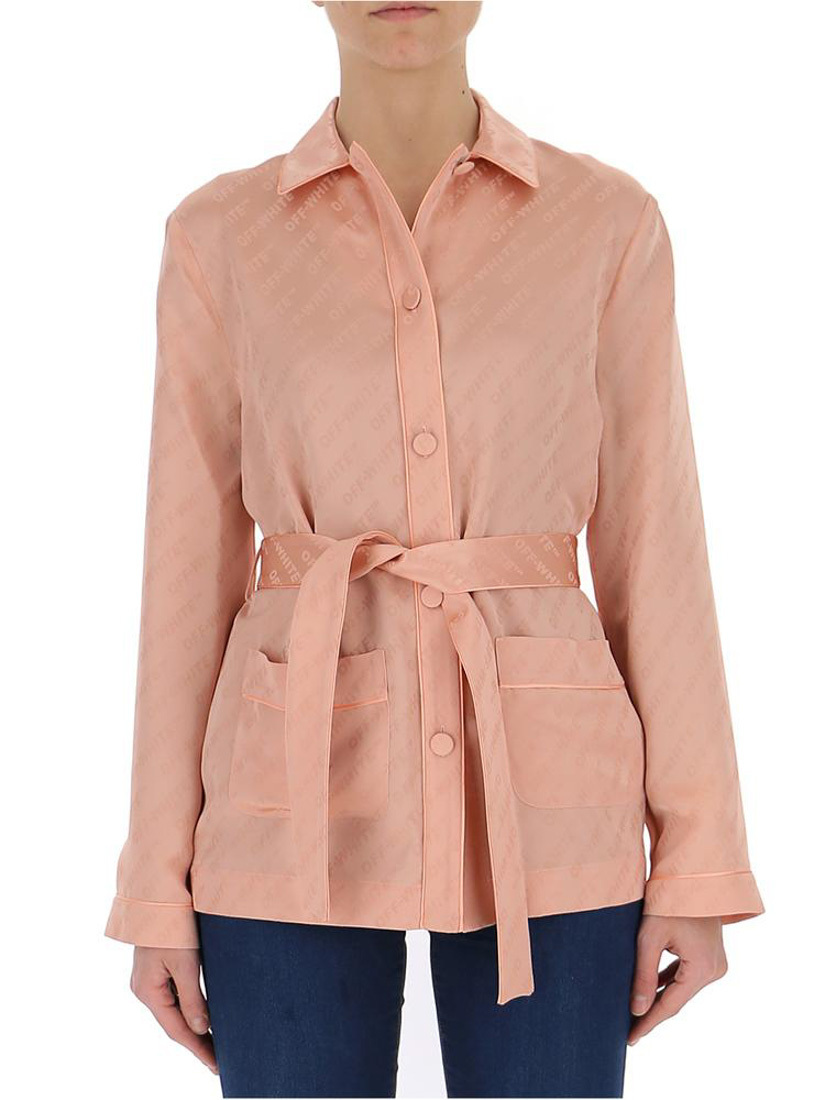 Off-white Orange Pink Logo Belt Casual Jacket In Pink