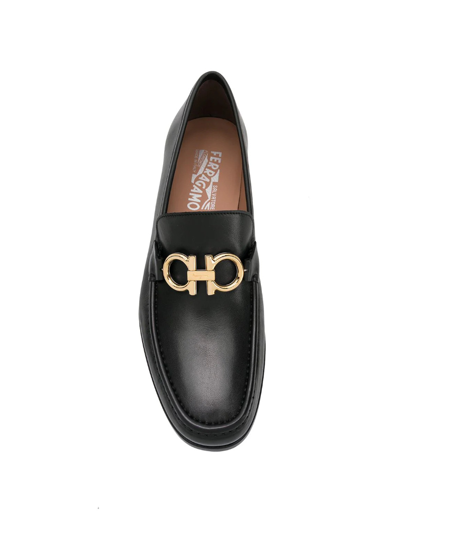 Ferragamo Black Gancini Reversible Ornament Moccasins In Black