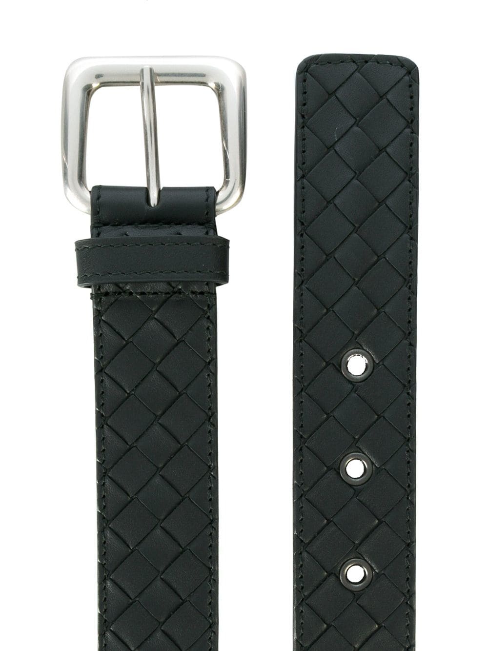 Bottega Veneta Intecciato Belt In Black