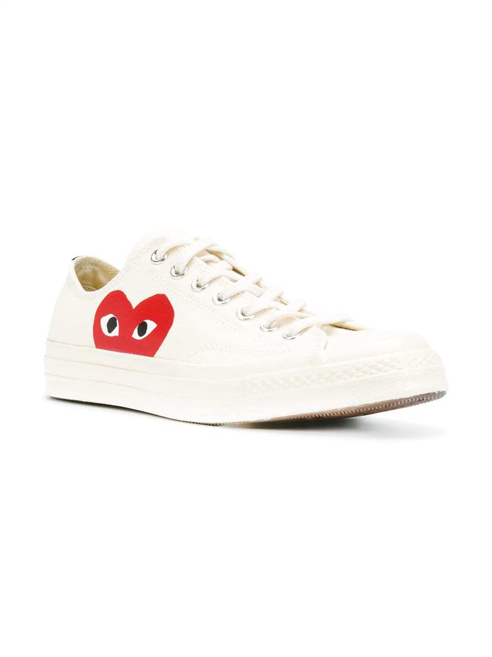 Comme Des Garçons Play Logo Printed Low-top Casual Sneakers In White