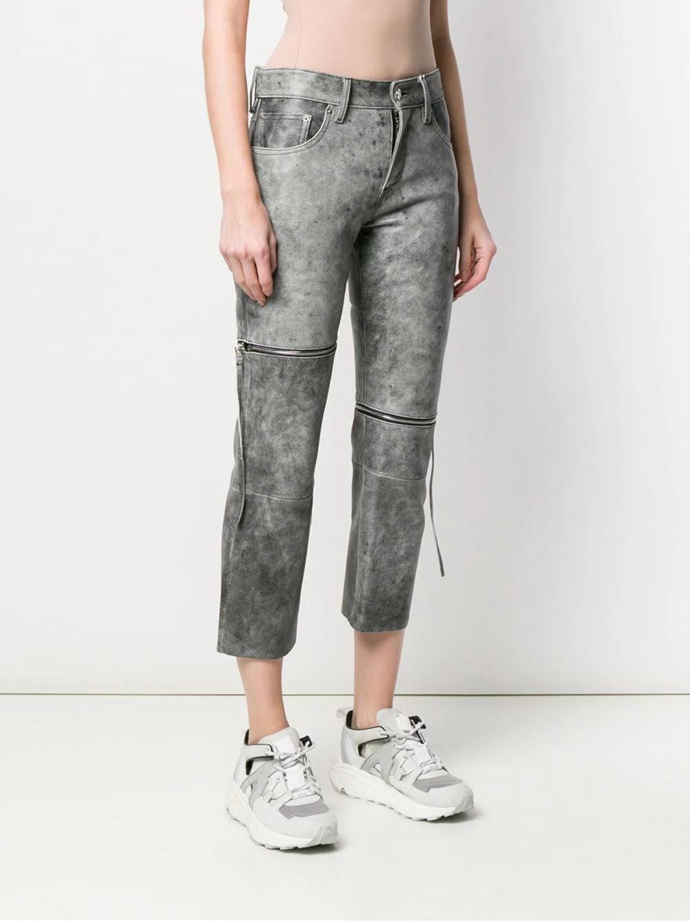 Mm6 Maison Margiela Cropped Slim-fit Trousers In Gray