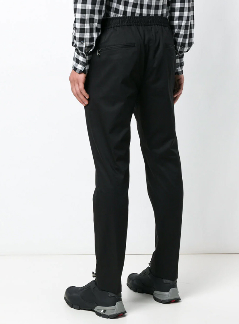 Dolce & Gabbana Virgin Wool Trouser With Drawstring In Black