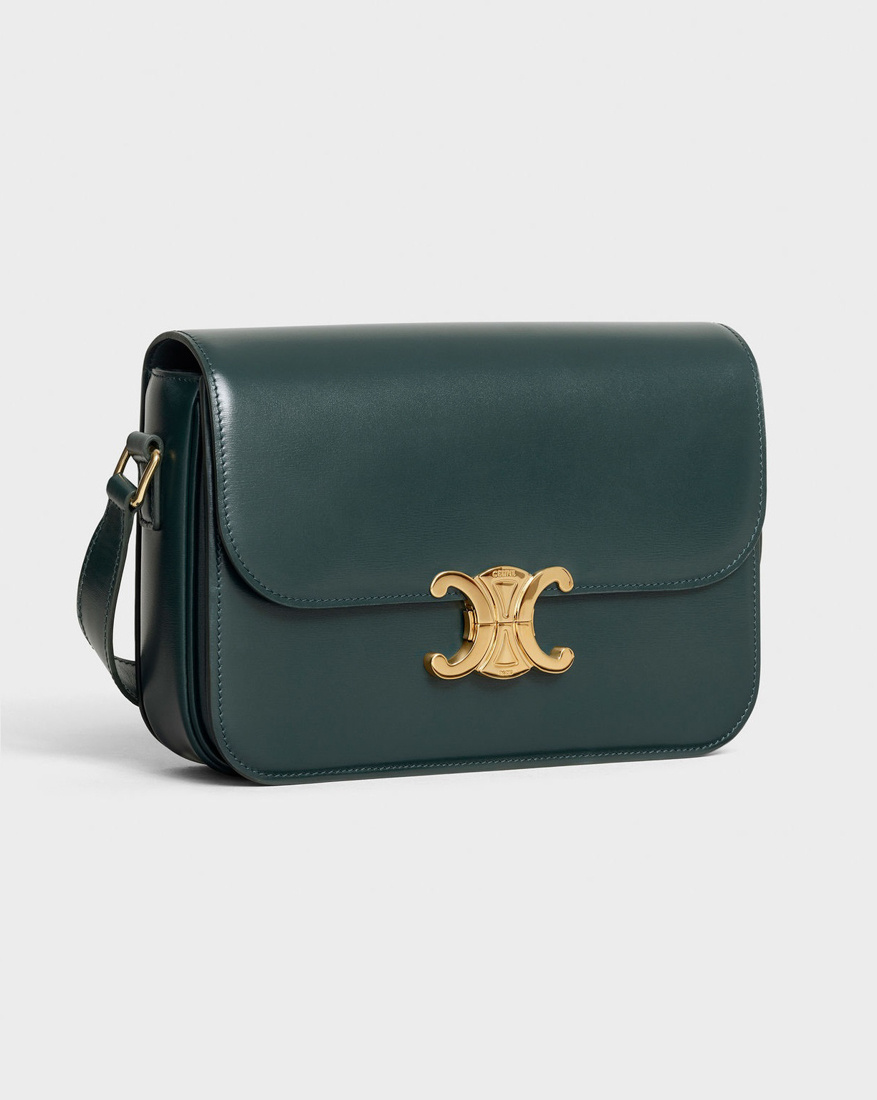 Celine Medium Trimphe Shoulder Bag In Green