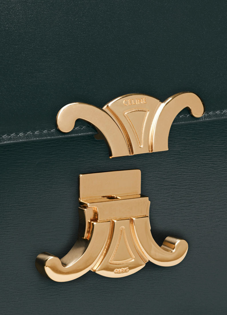 Celine Medium Trimphe Shoulder Bag In Green