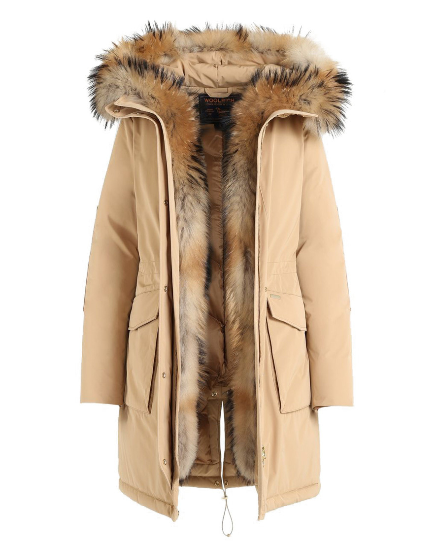 Woolrich Camel Parker Down Jacket In Nude