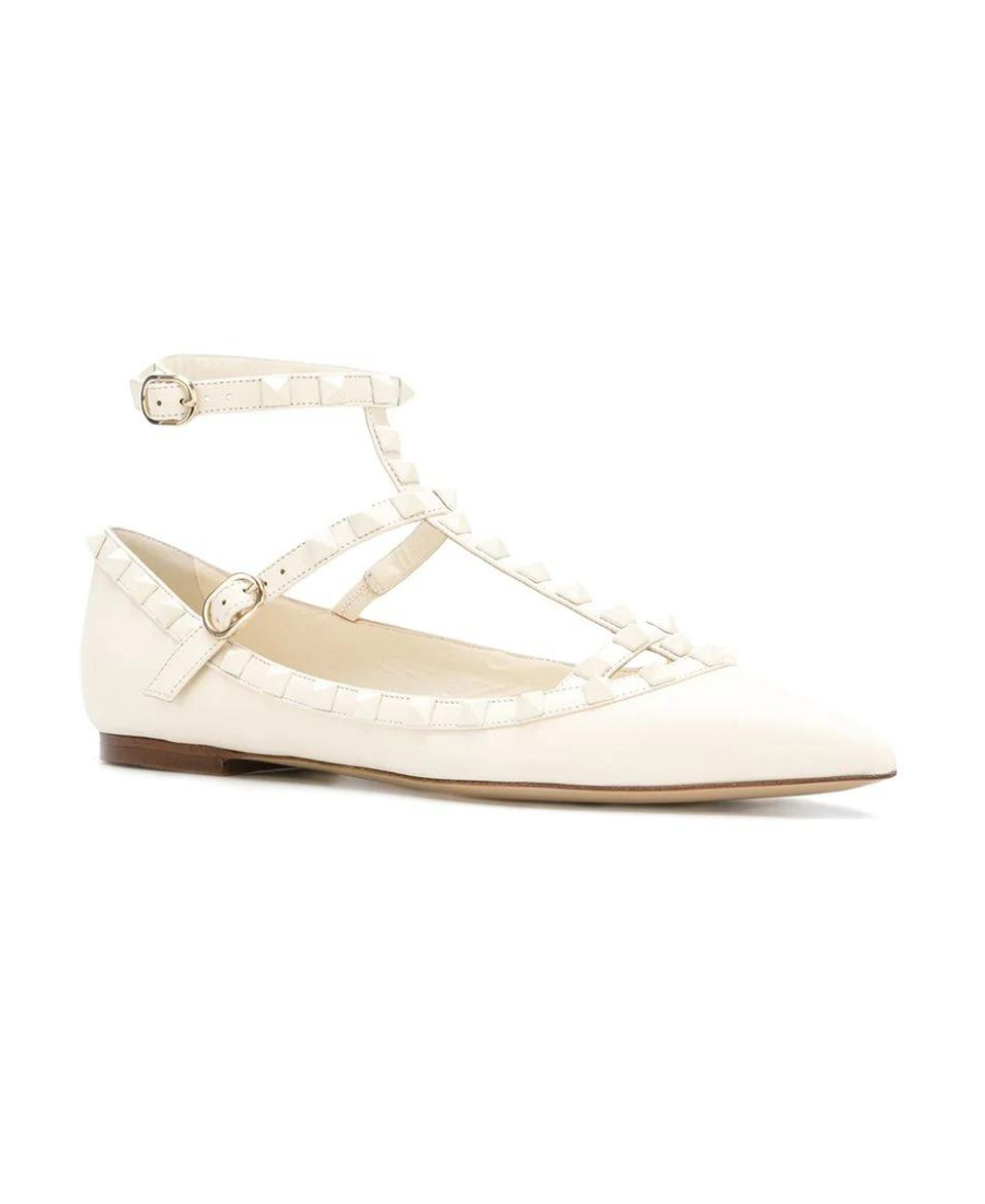 Valentino Rockstud Flats In White