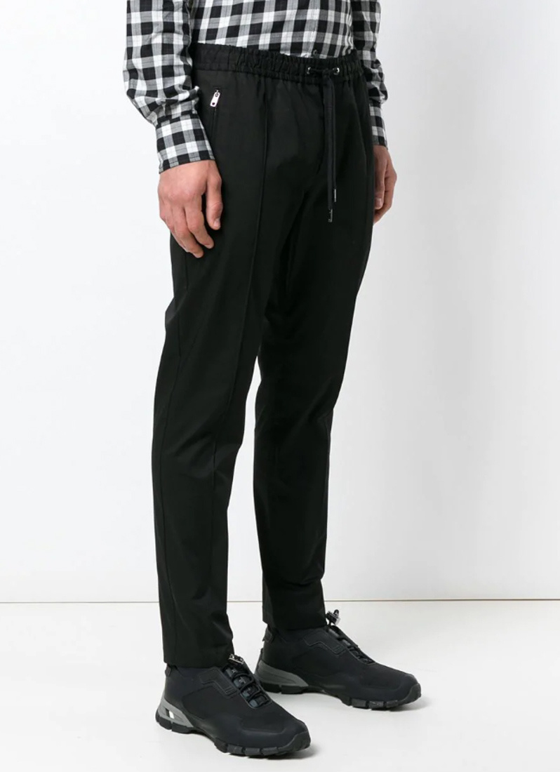 Dolce & Gabbana Virgin Wool Trouser With Drawstring In Black