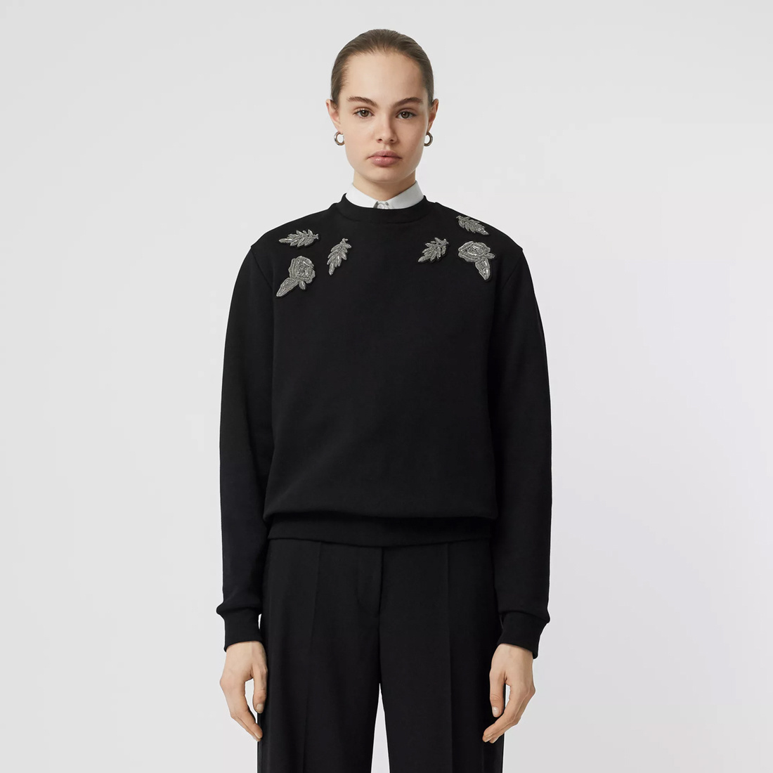Burberry Gold And Silver Silk Pattern Sweater In Black
