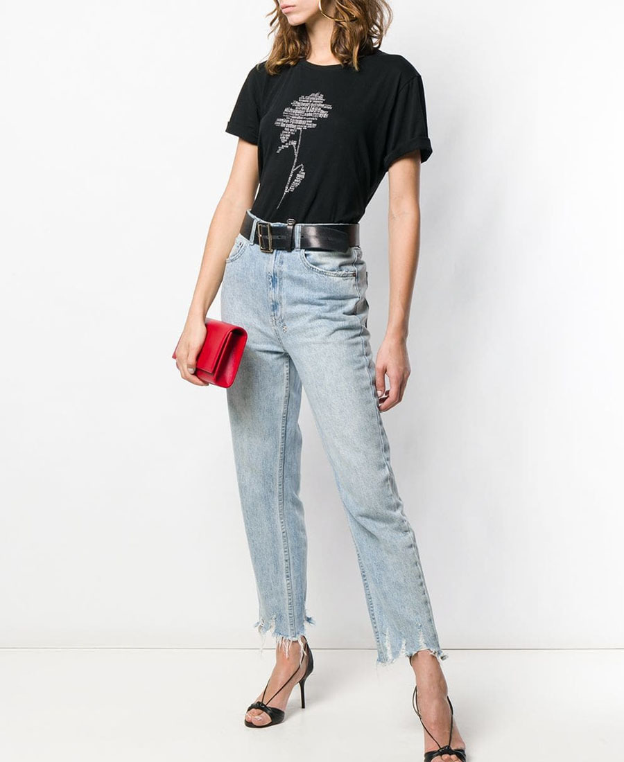 Saint Laurent Letter Floral Printed T-shirt