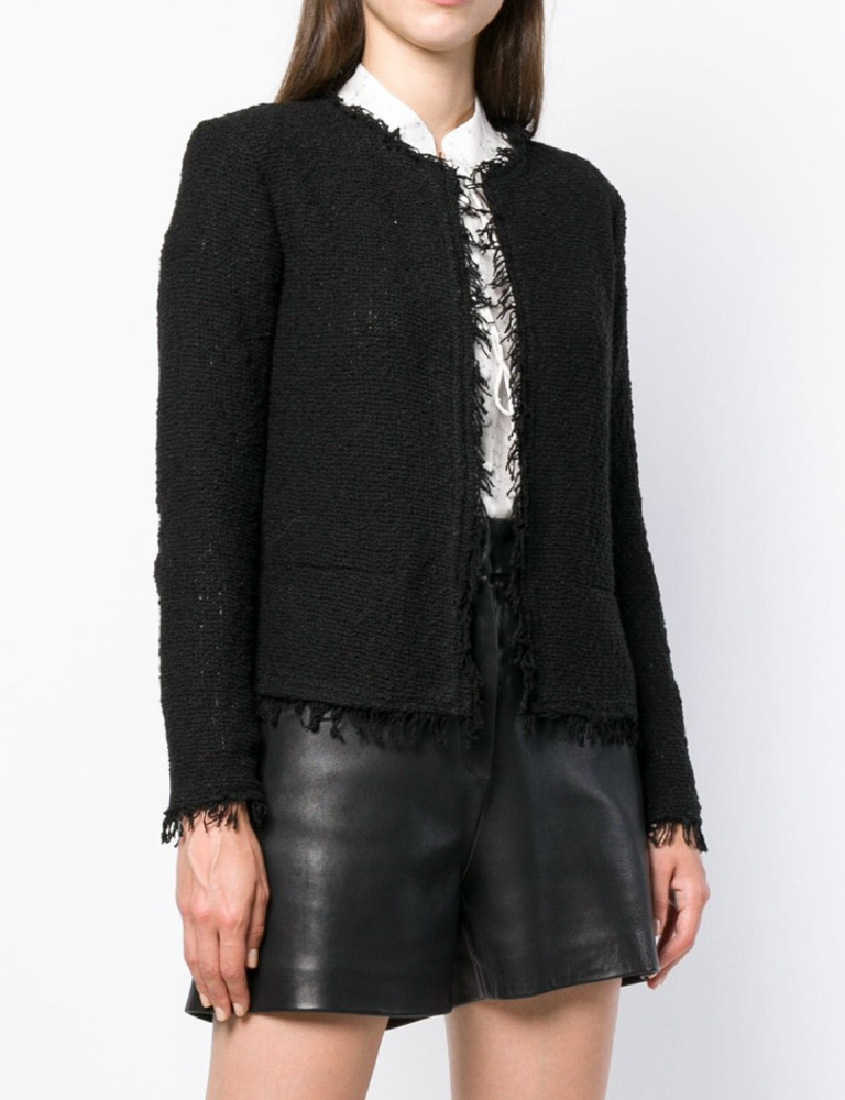 Iro Shavani Collarless Casual Jacket In Black