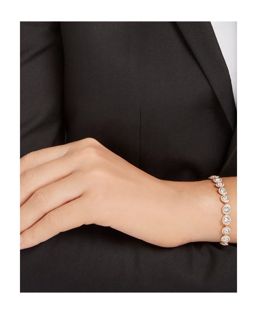 Swarovski Crystal Halo Link Bracelet In Yellow