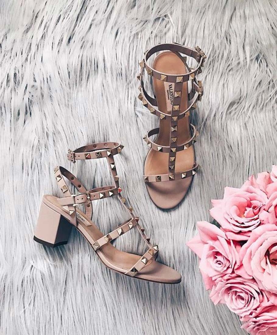 Shop Valentino Rockstud Calfskin Ankle Strap Sandal 60 Mm In Nude