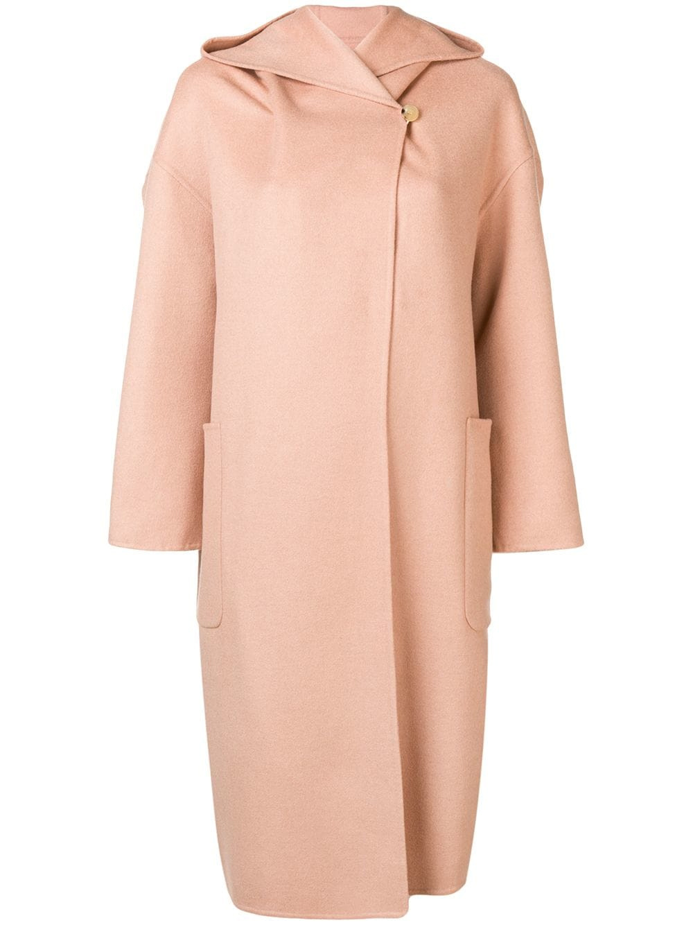 Max Mara Pink Hooded Coat With A Shawl Collar In Pink