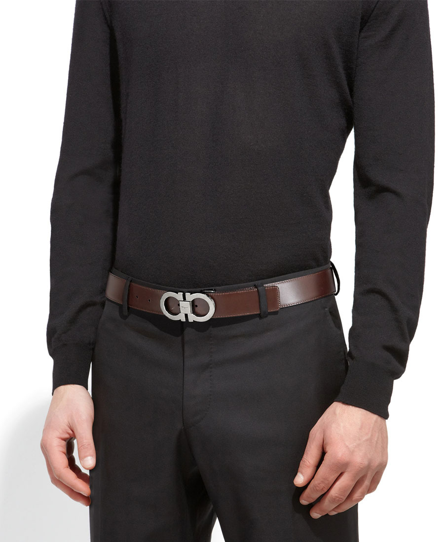 Ferragamo Gancini Buckle Belt In Black
