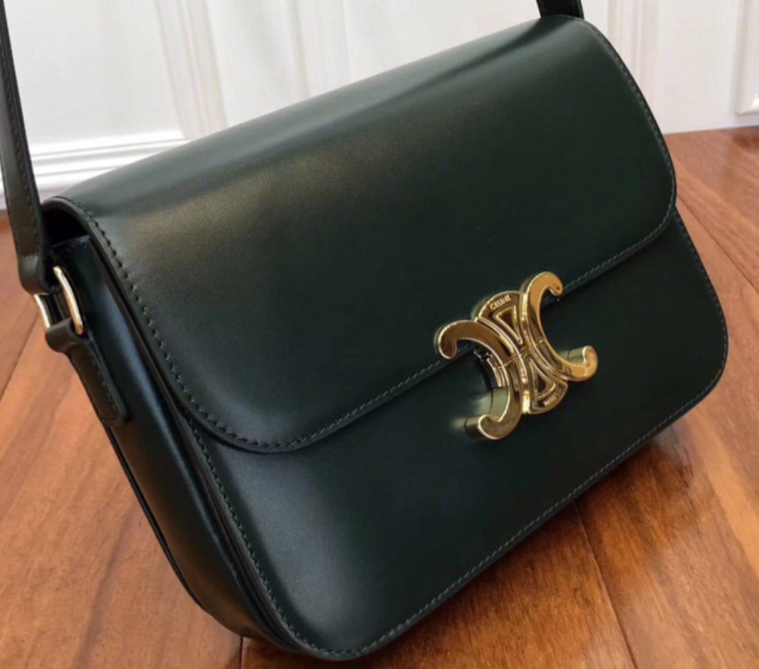 Celine Medium Trimphe Shoulder Bag In Green