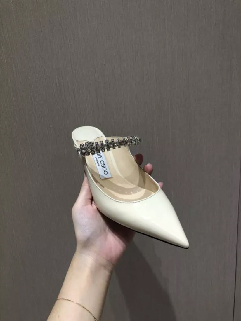 Jimmy Choo Bing 65 Crystal-embellished Mules In Cream Leather In White