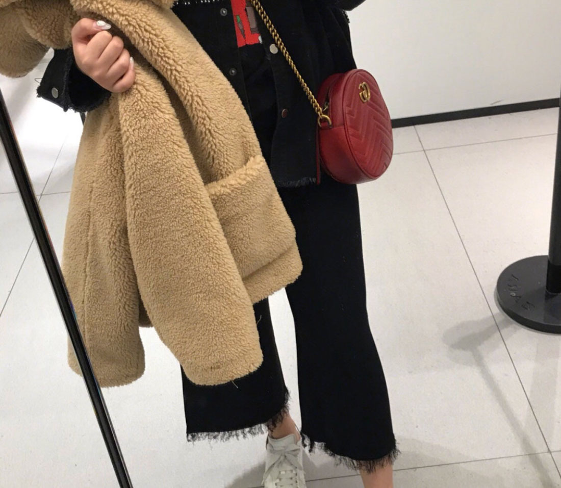 Gucci Gg Marmont Mini Leather Round Shoulder Bag In Red