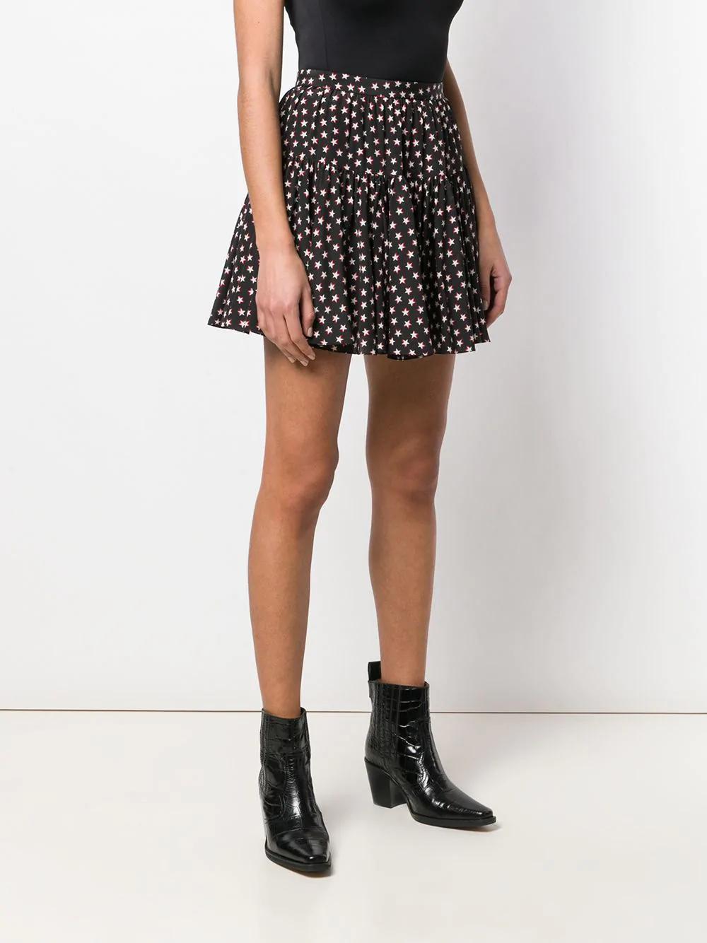 Saint Laurent Star Printed Miniskirt In Black