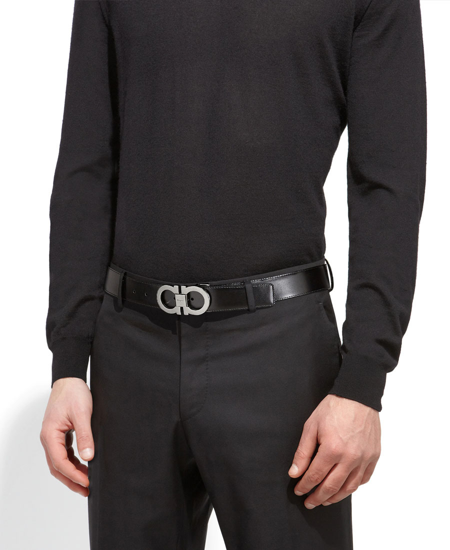 Ferragamo Gancini Buckle Belt In Black