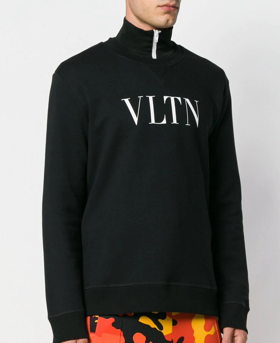 Valentino Vltn Print Sweatshirt In Black