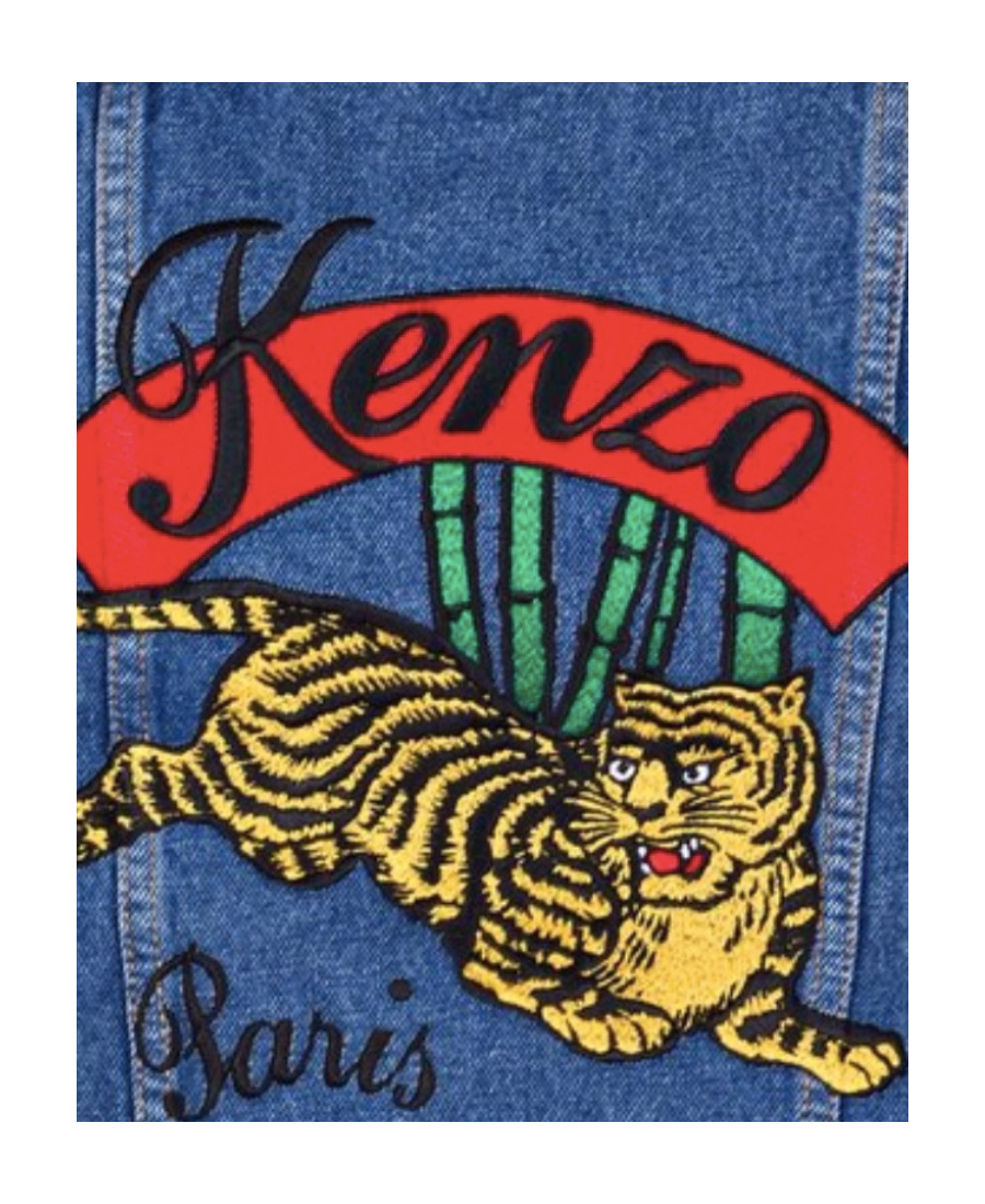 KENZO TIGER EMBROIDERED DENIM COAT