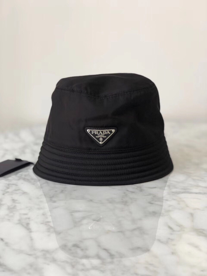 Prada Womens Black Re-nylon Recycled-polyamide Bucket Hat In Black